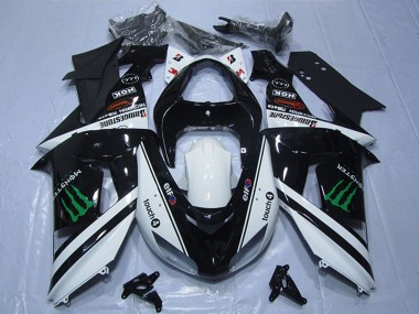 Descuento Carenados Moto Kawasaki ZX6R 2007-2008 - Negro Blanco Monstruo Touch4