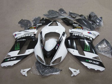 Descuento Carenados Moto Kawasaki ZX6R 2007-2008 - Negro Blanco Monstruo