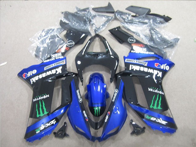 Descuento Carenados Moto Kawasaki ZX6R 2007-2008 - Negro Azul Verde Monstruo
