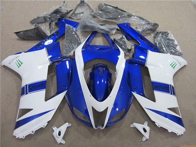 Descuento Carenados Moto Kawasaki ZX6R 2007-2008 - Azul Blanco Monstruo