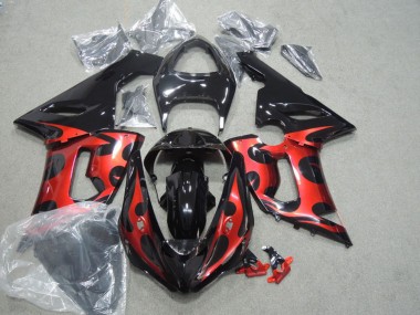 Descuento Carenados Moto Kawasaki ZX6R 2005-2006 - Negro Brillante Rojo