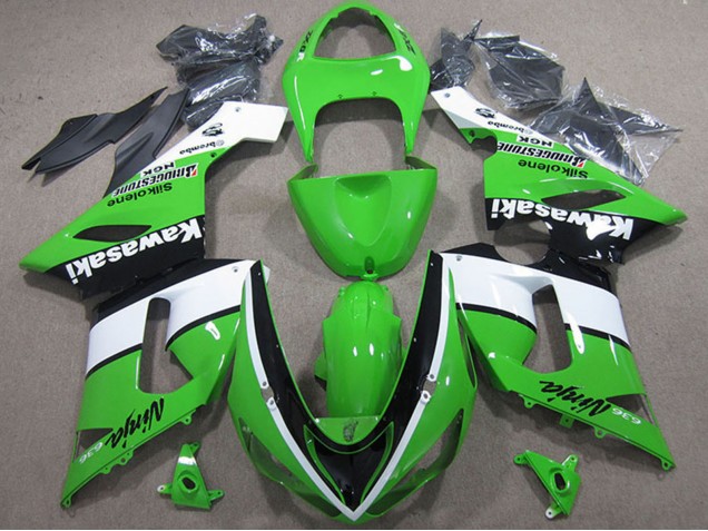 Descuento Carenados Moto Kawasaki ZX6R 2005-2006 - Verde Blanco Negro