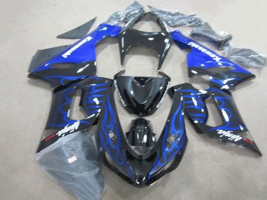 Descuento Carenados Moto Kawasaki ZX6R 2005-2006 - Negro Brillante Azul Llama