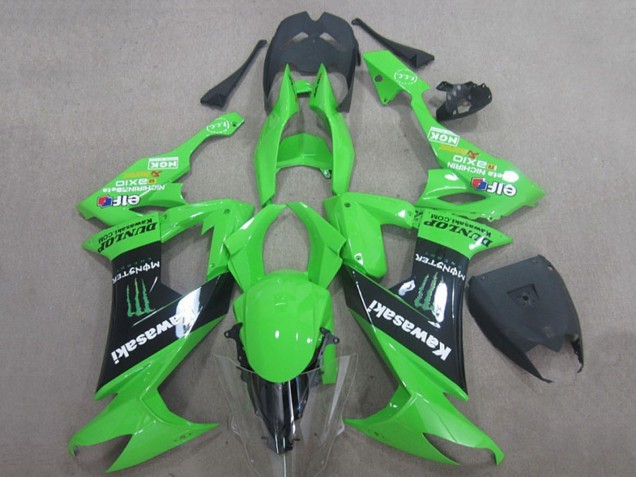 Descuento Carenados Moto Kawasaki ZX10R 2008-2010 - Verde Negro Monstruo Energy Elf Dunlop