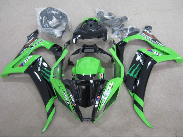Descuento Carenados Moto Kawasaki ZX10R 2011-2015 - Verde Negro Brillante Verde Elf Touch4 Monstruo