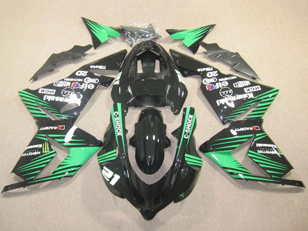 Descuento Carenados Moto Kawasaki ZX10R 2004-2005 - Negro Verde C-Shock Monstruo
