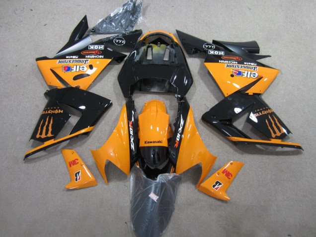 Descuento Carenados Moto Kawasaki ZX10R 2004-2005 - Naranja Negro Brillante 3M Monstruo
