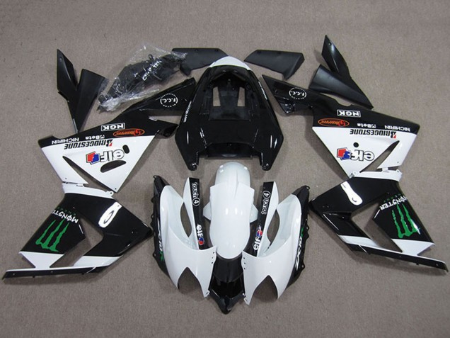 Descuento Carenados Moto Kawasaki ZX10R 2004-2005 - Negro Blanco Monstruo