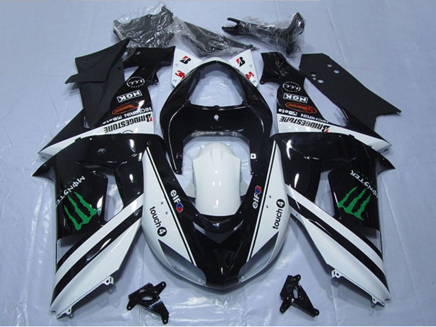 Descuento Carenados Moto Kawasaki ZX10R 2006-2007 - Blanco Negro Brillante Verde Elf Touch4 Monstruo