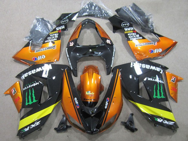 Descuento Carenados Moto Kawasaki ZX10R 2006-2007 - Naranja Amarillo Negro Brillante Verde Monstruo