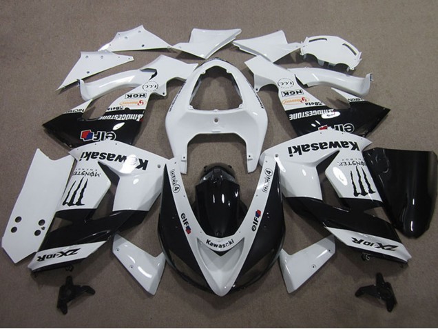 Descuento Carenados Moto Kawasaki ZX10R 2006-2007 - Blanco Negro Brillante Elf Touch4 Monstruo Energy