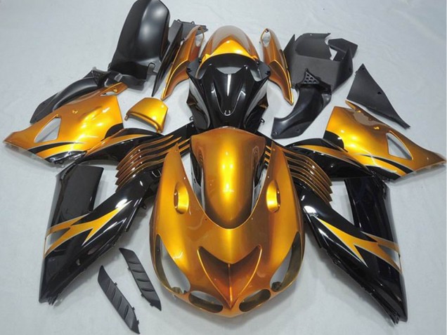Descuento Carenado Moto Kawasaki ZX14R ZZR1400 2006-2011 - Oro Negro Brillante