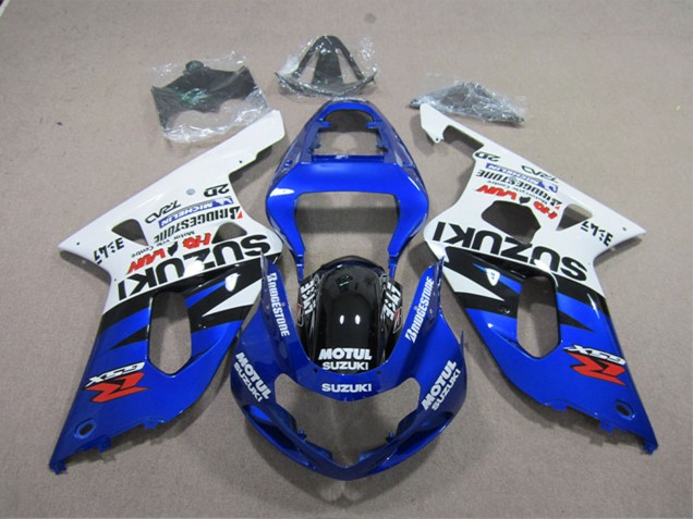 Descuento Carenados Moto Suzuki GSXR 600 2001-2003 - Blanco Azul Negro Motul