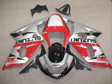 Descuento Carenados Moto Suzuki GSXR 600 2001-2003 - Plata Rojo Negro Brillante