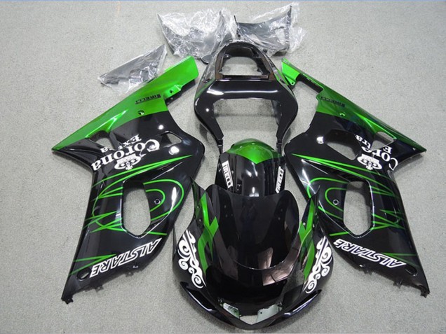 Descuento Carenados Moto Suzuki GSXR 600 2001-2003 - Negro Brillante Verde Corona Extra Alstare
