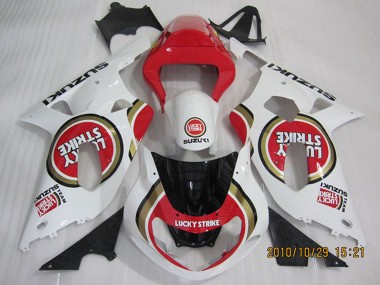 Descuento Carenados Moto Suzuki GSXR 600 2001-2003 - Blanco Rojo Lucky Strike