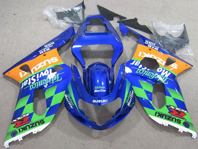 Descuento Carenados Moto Suzuki GSXR 600 2001-2003 - Azul Naranja Verde Telefonica MoviStar