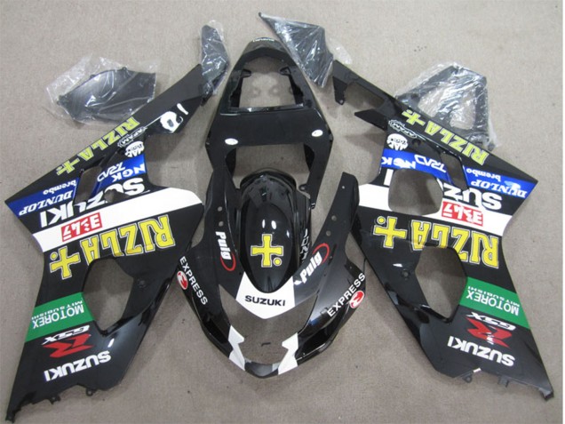 Descuento Carenados Moto Suzuki GSXR 600 2004-2005 - Negro Brillante Blanco Verde Amarillo Rizla