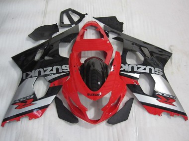 Descuento Carenados Moto Suzuki GSXR 600 2004-2005 - Rojo Plata Negro Brillante