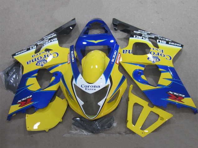 Descuento Carenados Moto Suzuki GSXR 600 2004-2005 - Amarillo Azul Blanco Negro Corona Extra