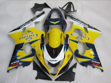 Descuento Carenados Moto Suzuki GSXR 600 2004-2005 - Amarillo Blanco Azul Corona Extra