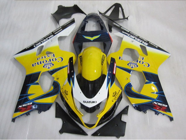 Descuento Carenados Moto Suzuki GSXR 600 2004-2005 - Amarillo Blanco Azul Corona Extra