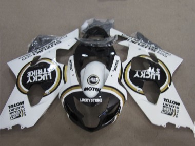 Descuento Carenados Moto Suzuki GSXR 600 2004-2005 - Blanco Negro Lucky Strike Motul