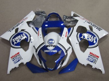 Descuento Carenados Moto Suzuki GSXR 600 2004-2005 - Blanco Azul Lucky Strike Motul