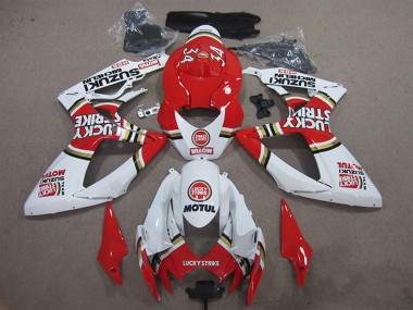 Descuento Carenados Moto Suzuki GSXR 600 2006-2007 - Blanco Rojo Lucky Strike Motul