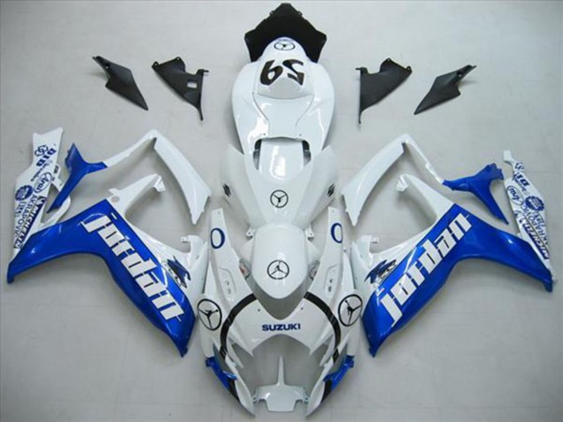 Descuento Carenados Moto Suzuki GSXR 600 2006-2007 - Blanco Azul Jordan 59