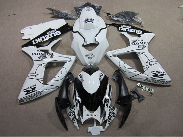 Descuento Carenados Moto Suzuki GSXR 600 2006-2007 - Blanco Negro Corona Extra