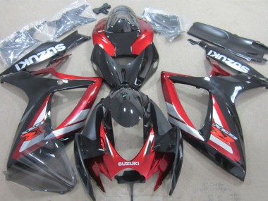 Descuento Carenados Moto Suzuki GSXR 600 2006-2007 - Negro Brillante Rojo Plata