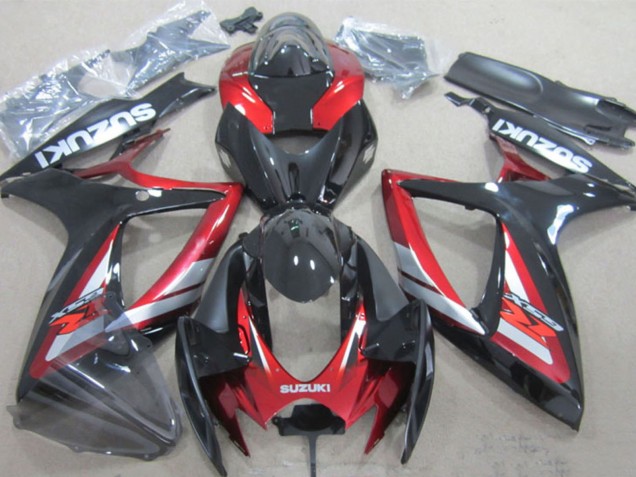 Descuento Carenados Moto Suzuki GSXR 600 2006-2007 - Negro Brillante Rojo Plata