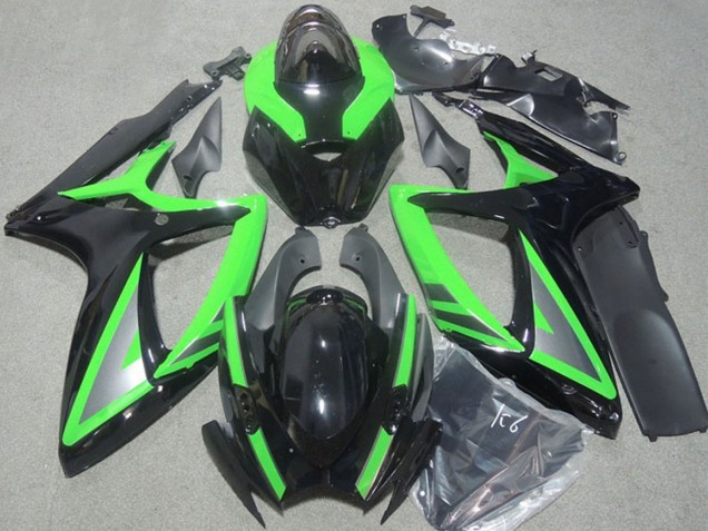 Descuento Carenados Moto Suzuki GSXR 600 2006-2007 - Verde Negro Brillante Plata