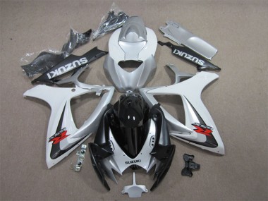 Descuento Carenados Moto Suzuki GSXR 600 2006-2007 - Blanco Plata Negro Brillante Rojo