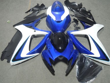 Descuento Carenados Moto Suzuki GSXR 600 2006-2007 - Blanco Azul Negro Brillante