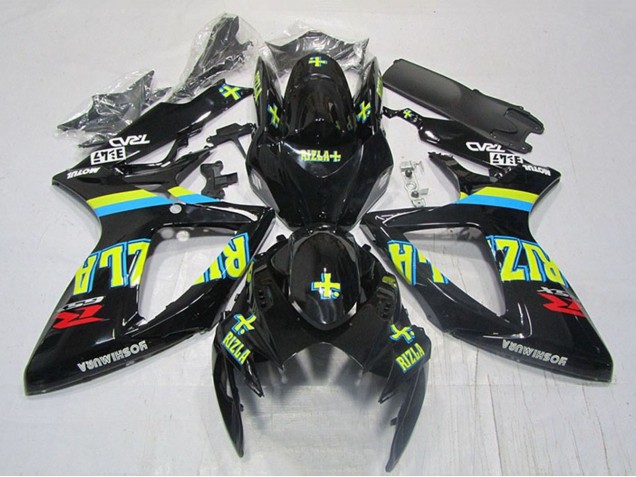 Descuento Carenados Moto Suzuki GSXR 600 2006-2007 - Negro Brillante Amarillo Rizla Rojo
