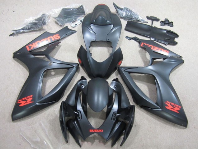 Descuento Carenados Moto Suzuki GSXR 600 2006-2007 - Negro Mate Rojo Calcomanía
