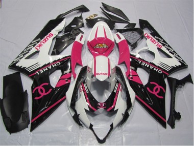 Descuento Carenados Moto Suzuki GSXR 600 2006-2007 - Blanco Rosa Negro Chanel