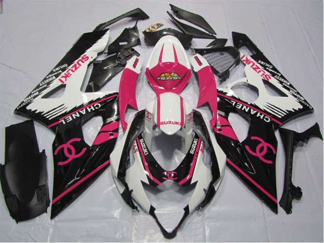 Descuento Carenados Moto Suzuki GSXR 600 2006-2007 - Blanco Rosa Negro Chanel