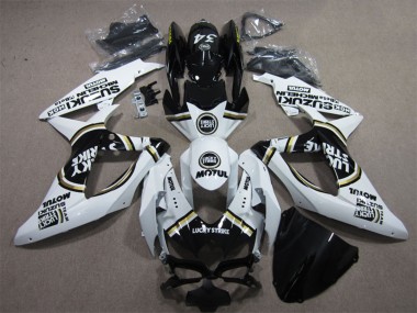 Descuento Carenados Moto Suzuki GSXR 600 2008-2010 - Blanco Negro Motul Lucky Strike