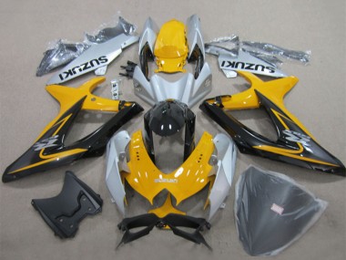 Descuento Carenados Moto Suzuki GSXR 600 2008-2010 - Amarillo Plata Negro Brillante