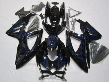 Descuento Carenados Moto Suzuki GSXR 600 2008-2010 - Negro Brillante Azul Llama