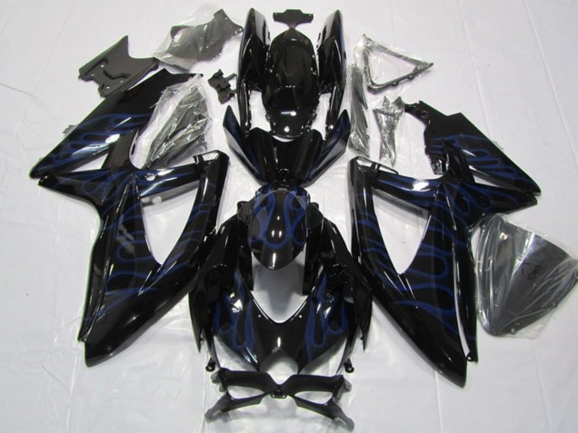 Descuento Carenados Moto Suzuki GSXR 600 2008-2010 - Negro Brillante Azul Llama