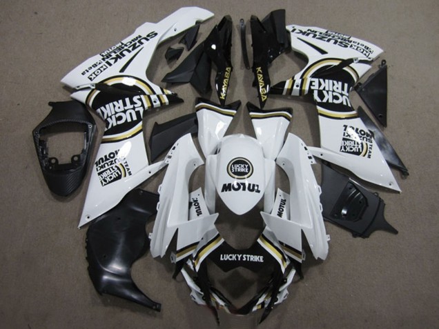 Descuento Carenados Moto Suzuki GSXR 600 2011-2024 - Blanco Negro Motul Lucky Strike