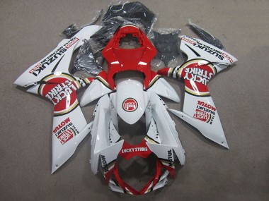 Descuento Carenados Moto Suzuki GSXR 600 2011-2024 - Blanco Rojo Motul Lucky Strike