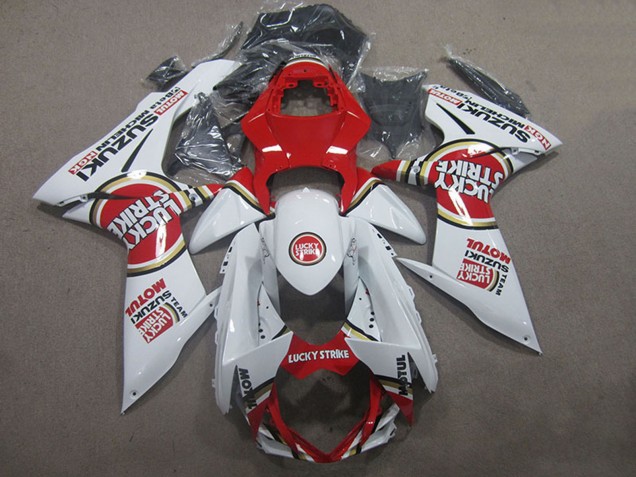 Descuento Carenados Moto Suzuki GSXR 600 2011-2024 - Blanco Rojo Motul Lucky Strike