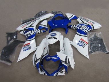 Descuento Carenados Moto Suzuki GSXR 600 2011-2024 - Azul Blanco Lucky Strike Motul