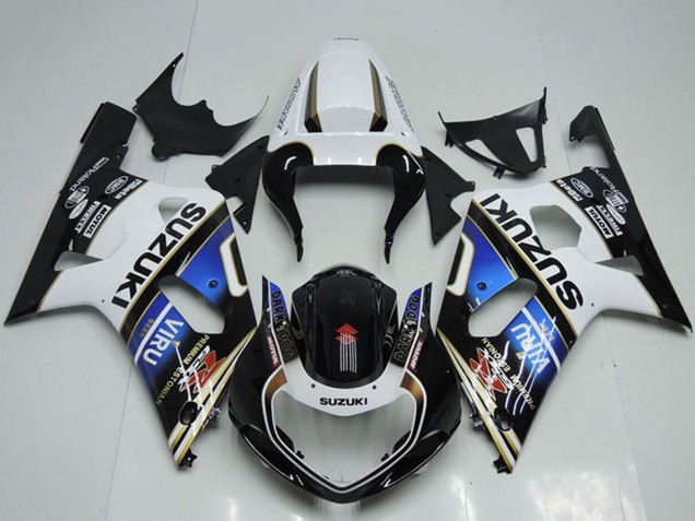 Descuento Carenados Moto Suzuki GSXR 750 2001-2003 - Blanco Azul Negro Brillante Viru