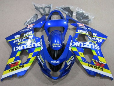 Descuento Carenados Moto Suzuki GSXR 750 2004-2005 - Azul Neon Amarillo Telefonica MoviStar Motul